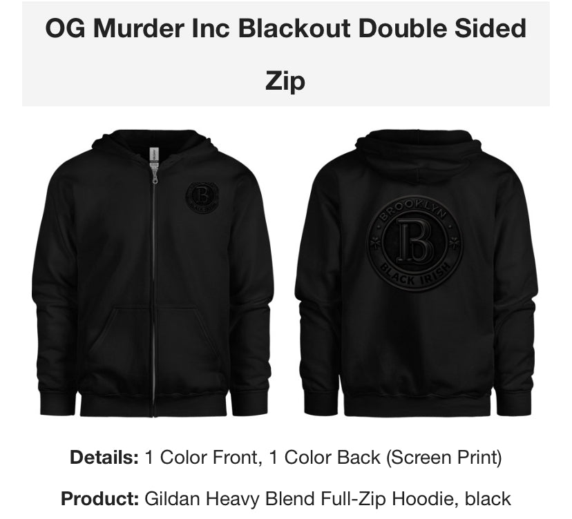 OG Murder Inc Blackout Hoodie Zip