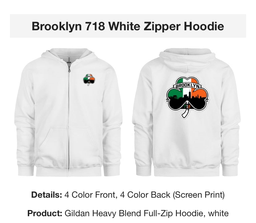 OG Brooklyn 718 White Hoodie Zip