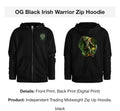 OG Black Irish Warrior Zip Hoodie