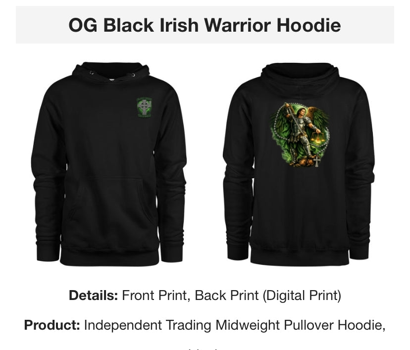 OG Black Irish Warrior Hoodie