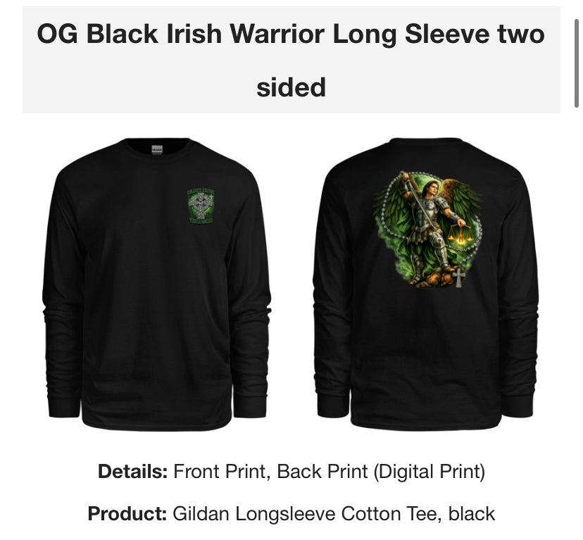 OG Black Irish Warrior Long Sleeve