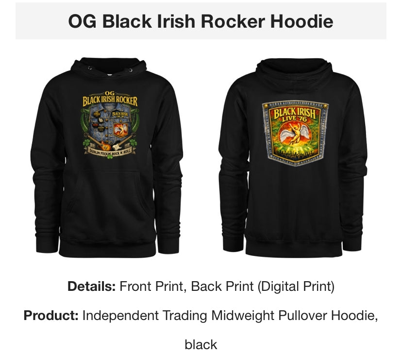 OG Black Irish Rocker Hoodie
